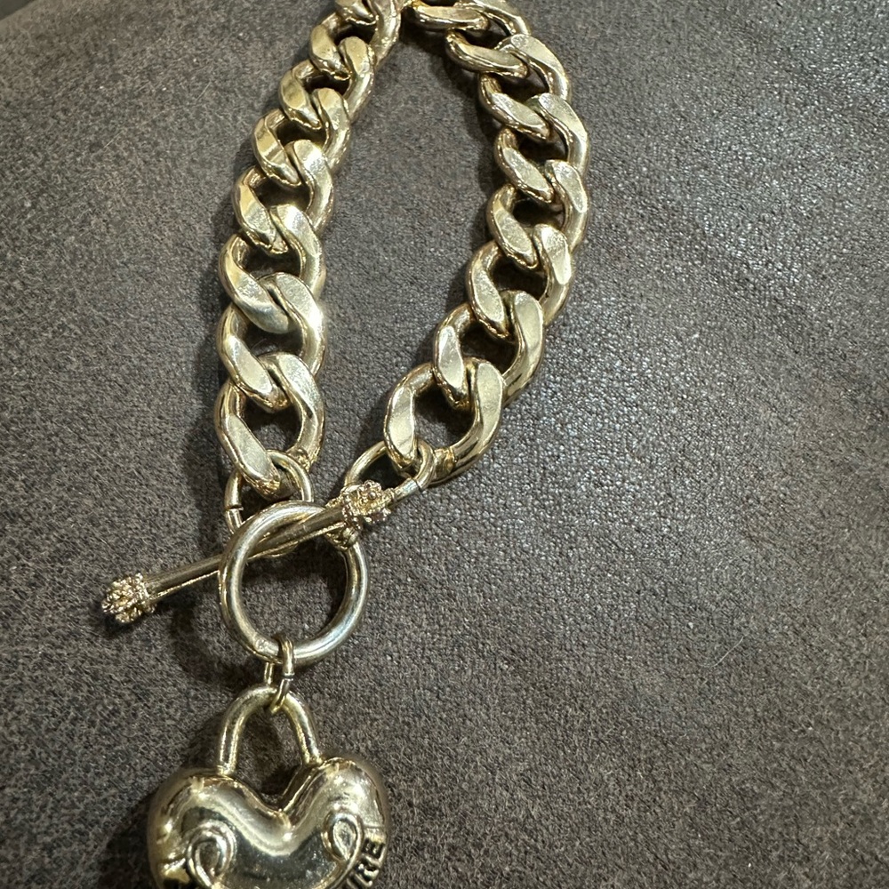 Juicy Couture Gold Chain Bracelet with Heart Pendant